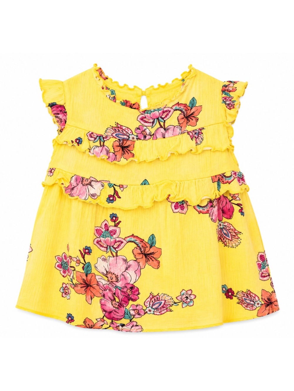 Zoey Girl Yellow Floral Sleeveless Ruffle Tank Girls Size 8